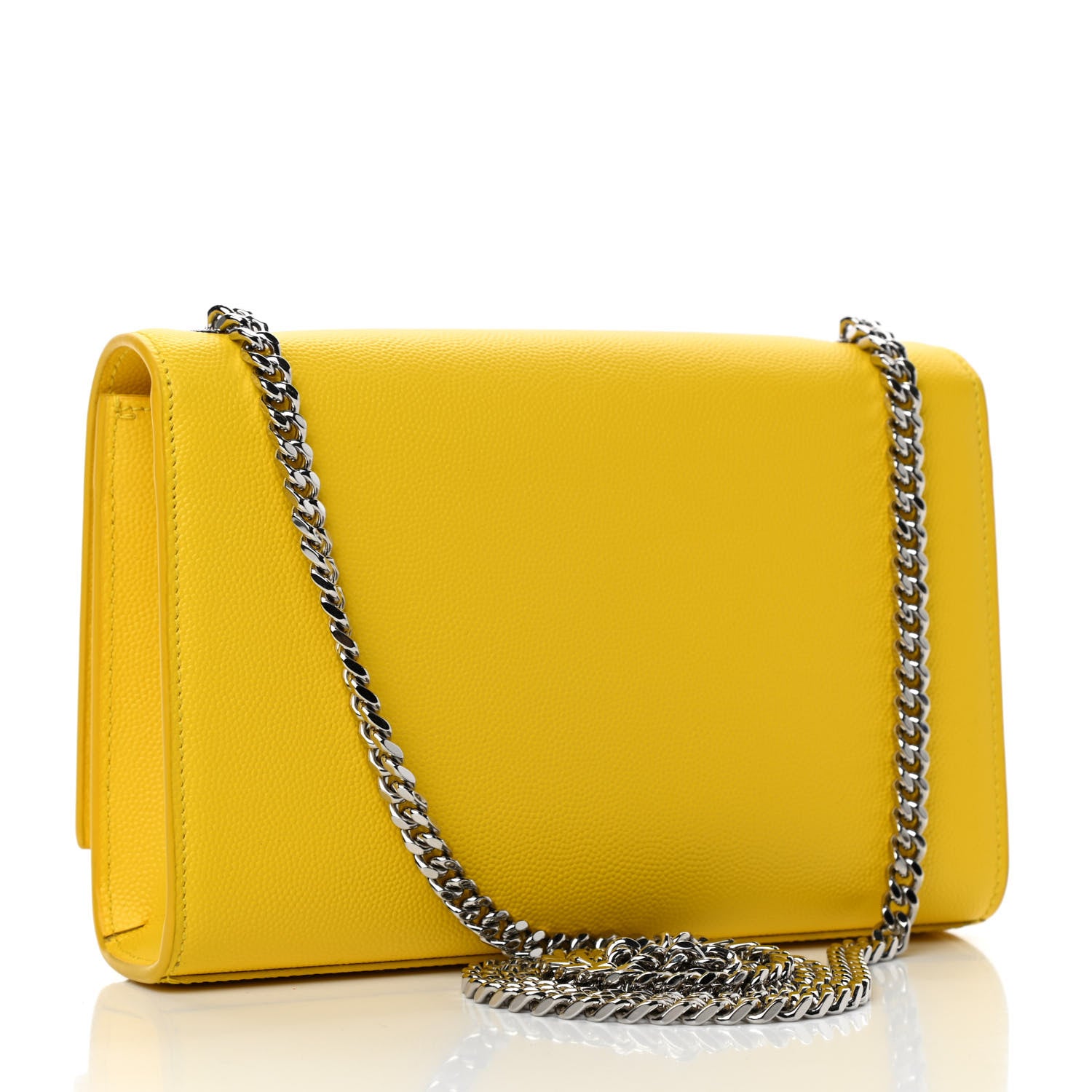 Saint Laurent Patent Grain de Poudre Small Monogram Kate Satchel Mimosa 2 of 4