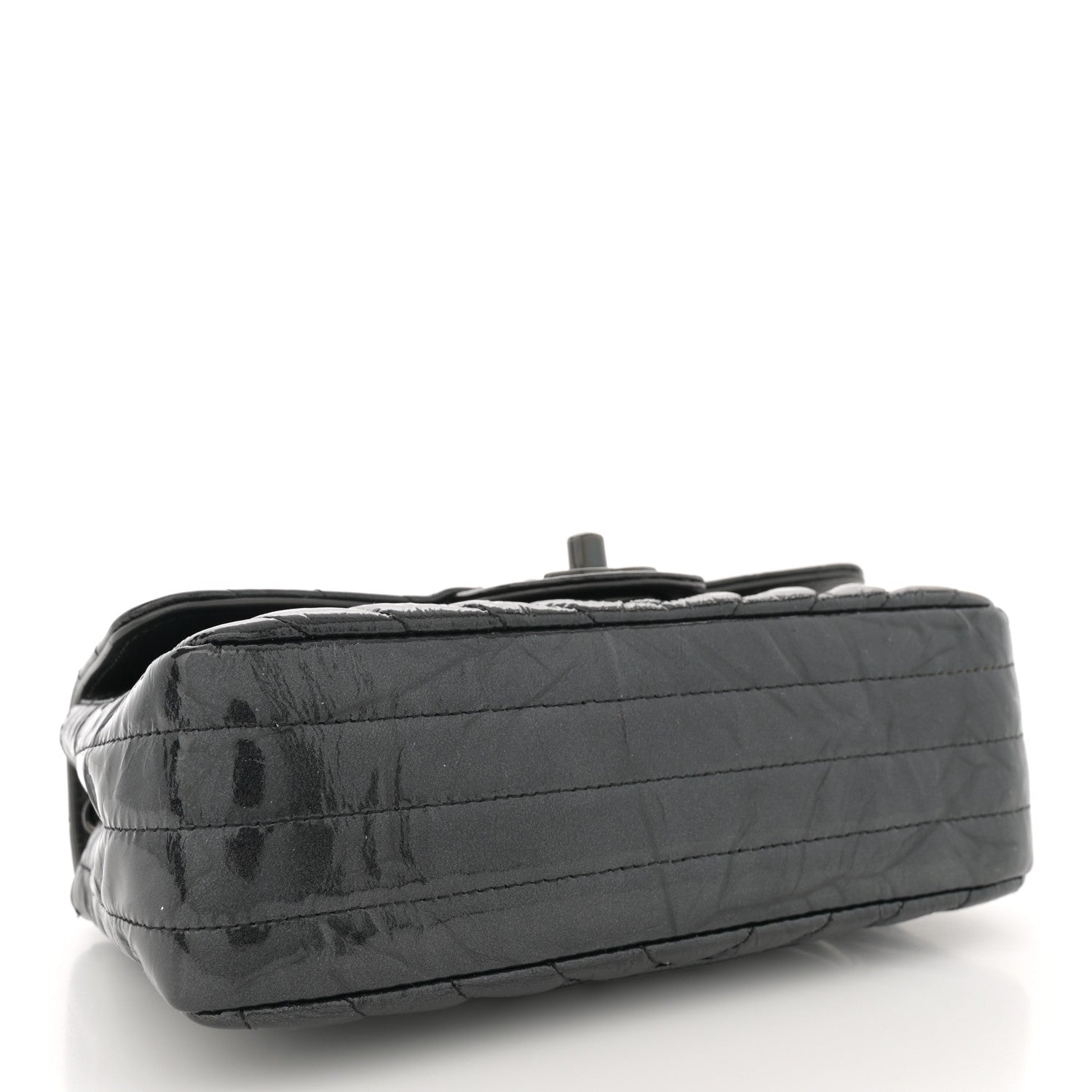 Chanel Patent Metallic Crumpled Calfskin Chevron Quilted Mini Rectangular Flap So Black 4 of 10