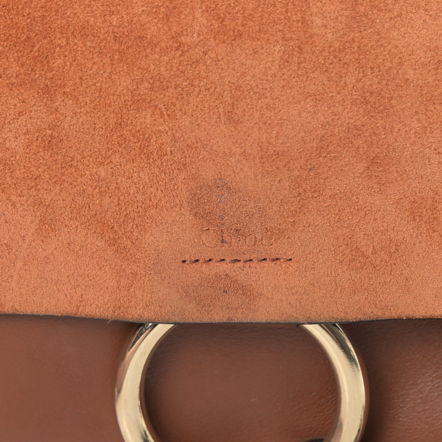 Suede Calfskin Small Faye Shoulder Bag Tobacco