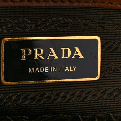 Prada Jacquard Saffiano Triangolo Symbole Embroidered Large Tote Tobacco Talco 7 of 12