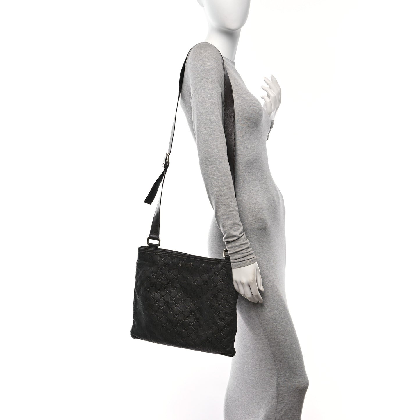 Guccissima Medium Flat Messenger Bag Dark Brown Dark Brown