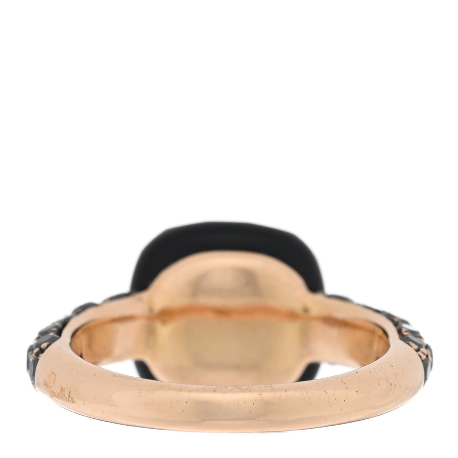 Pomellato 18K Rose Gold Black Onyx Black Diamond Capri Ring 52 6 3 of 4
