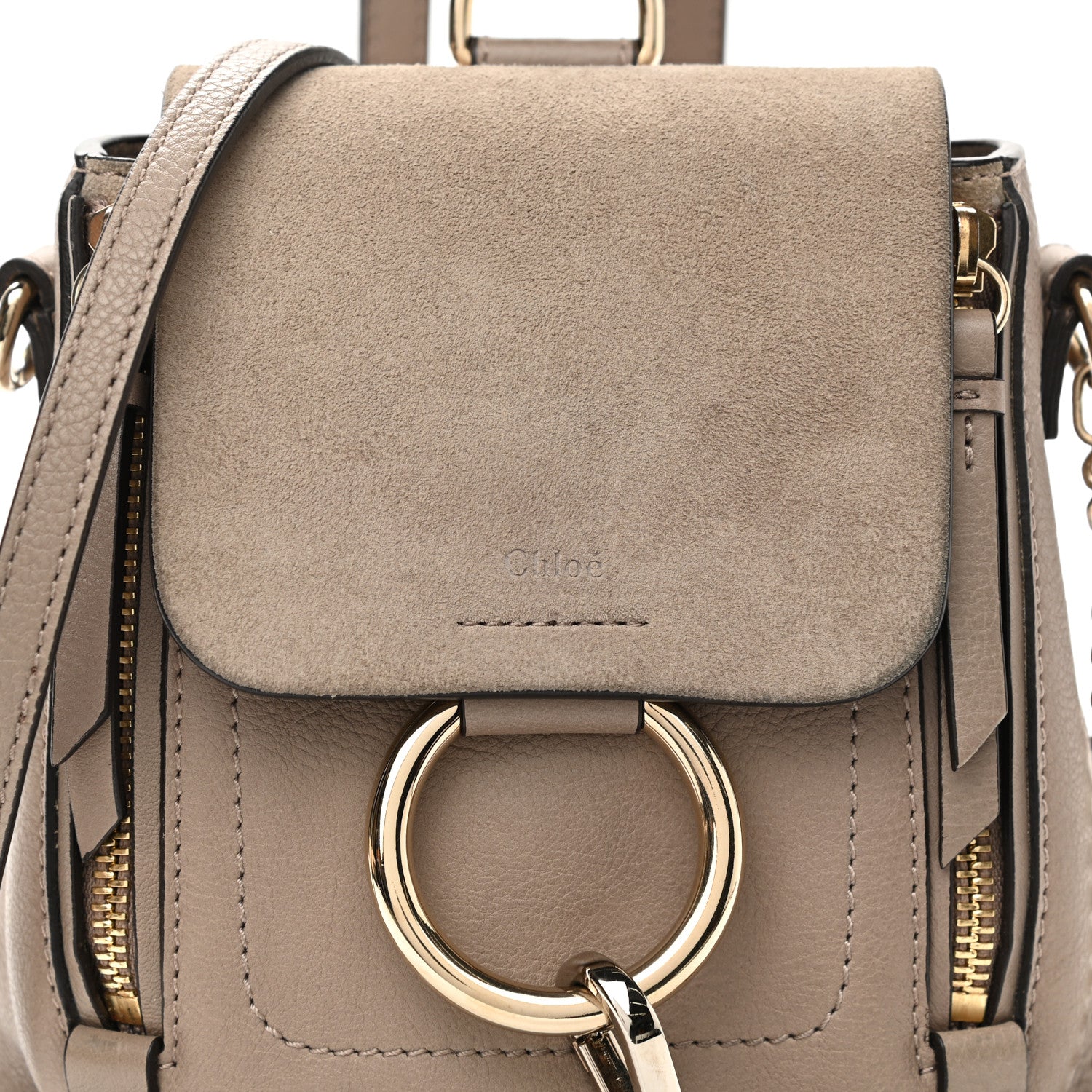 Chloe Suede Calfskin Mini Faye Backpack Motty Grey 8 of 11