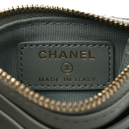 Chanel Caviar Quilted Compact Zipped Pocket Wallet Grey 6 of 8