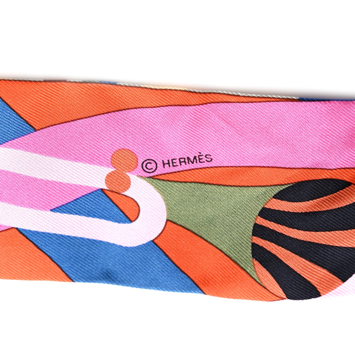 Hermes Silk Parade En Fanfare Twilly Bois de Rose Brun Miel 3 of 4