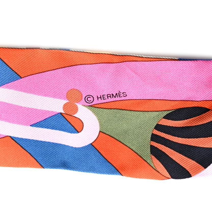 Hermes Silk Parade En Fanfare Twilly Bois de Rose Brun Miel 3 of 4