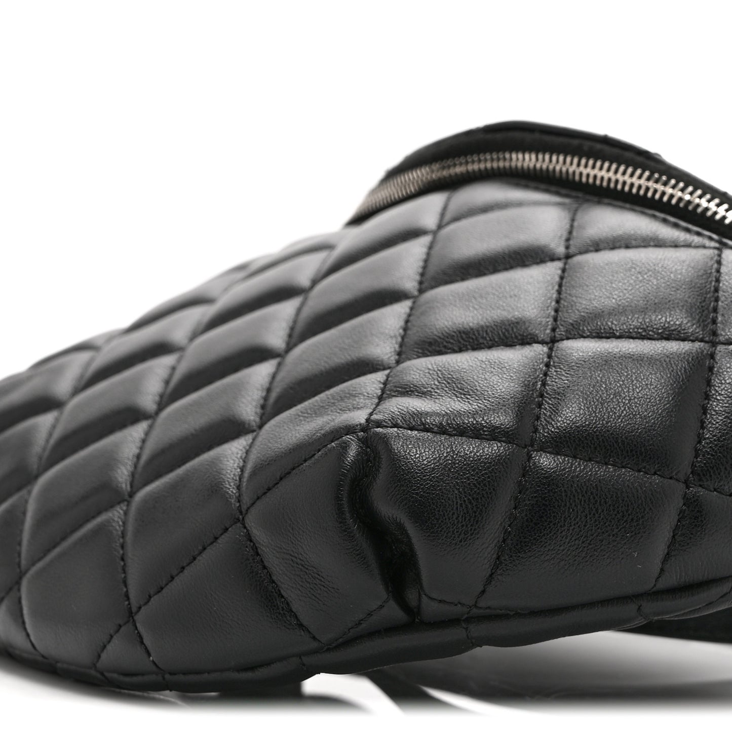 Calfskin Quilted Uniform Waist Belt Bag Black