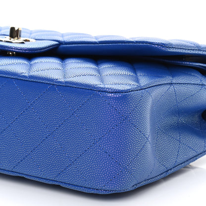 Chanel Iridescent Caviar Quilted Medium Double Flap Blue 10 of 11