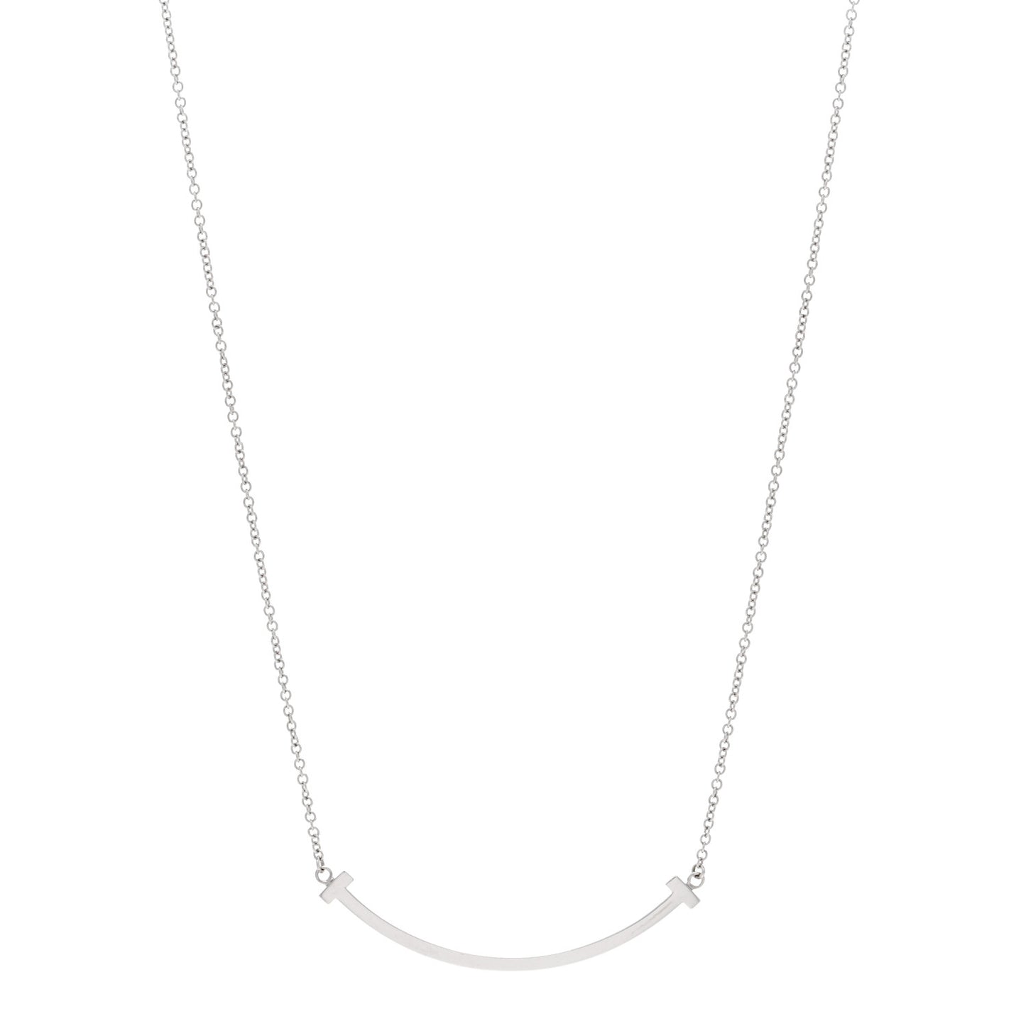 18K White Gold Small T Smile Pendant Necklace