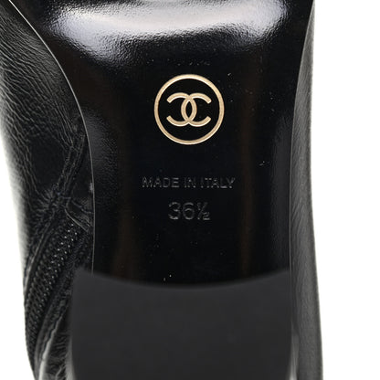 Chanel Crumpled Calfskin Cap Toe Chain Short Boots 36.5 Black 6 of 12