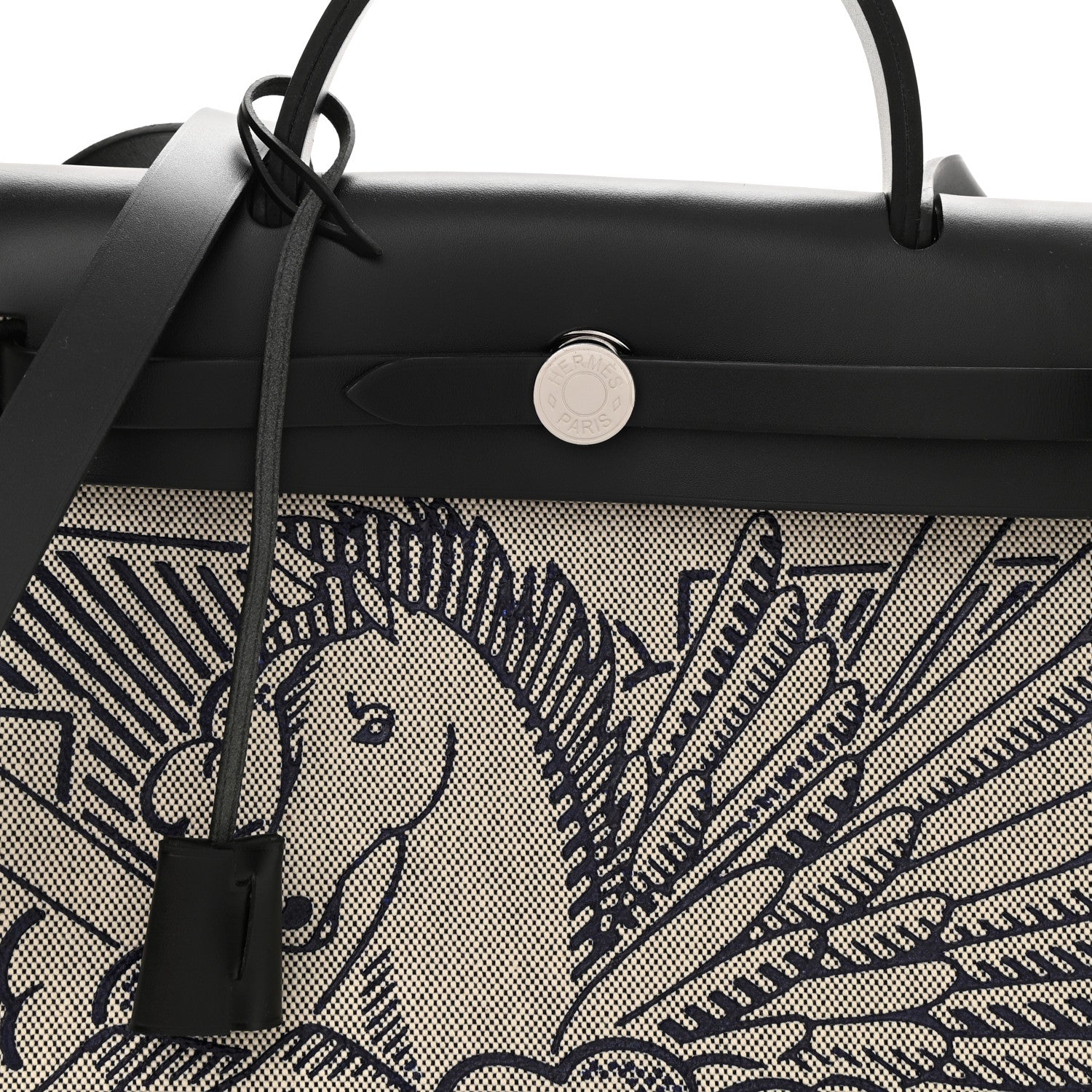 Hermes Vache Hunter Toile H Pegase Pop Herbag Zip Retourne 31 PM Bleu Indigo Ecru Black 8 of 11