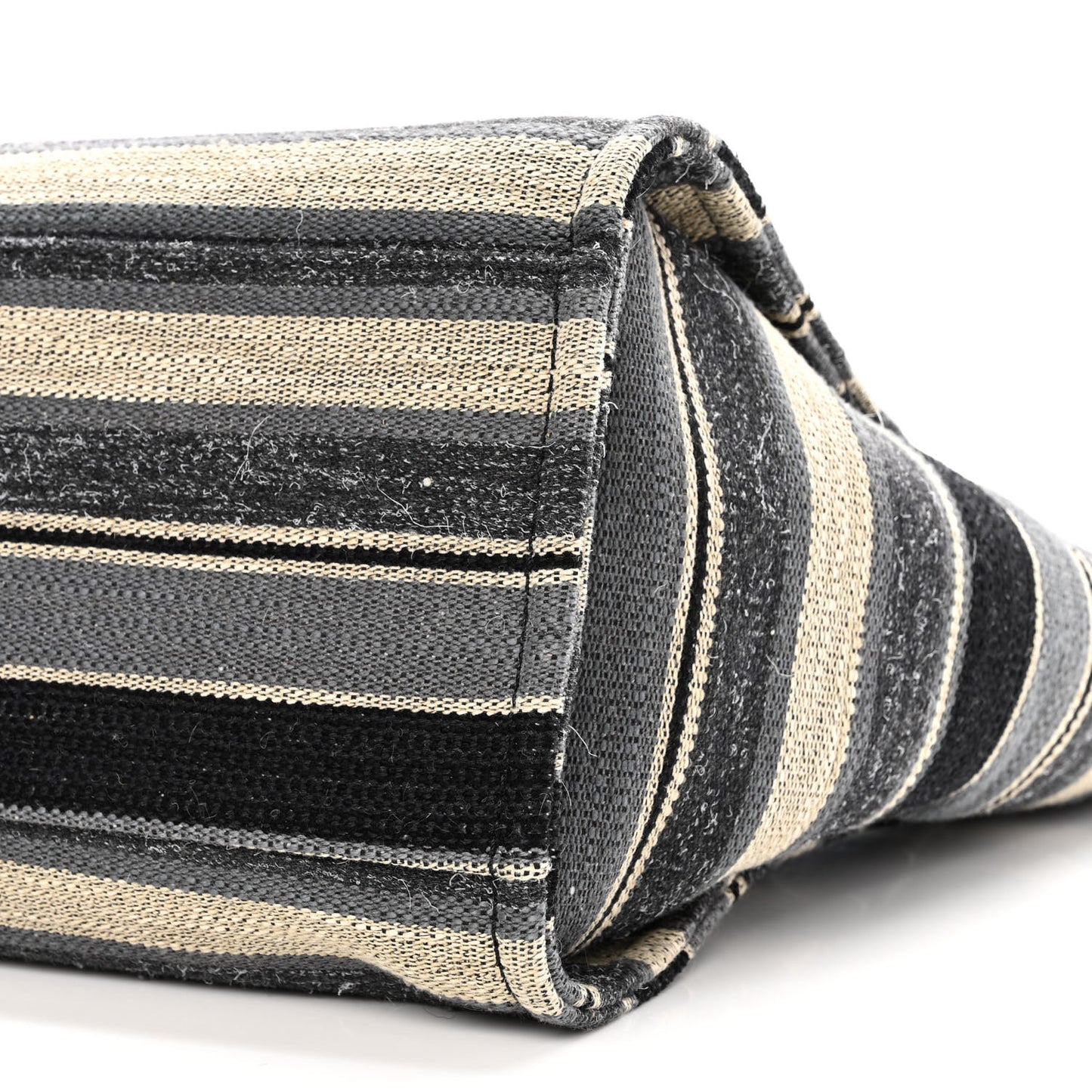Striped Canvas Medium Deauville Tote Black