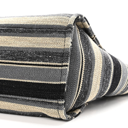Chanel Striped Canvas Medium Deauville Tote Black 9 of 9