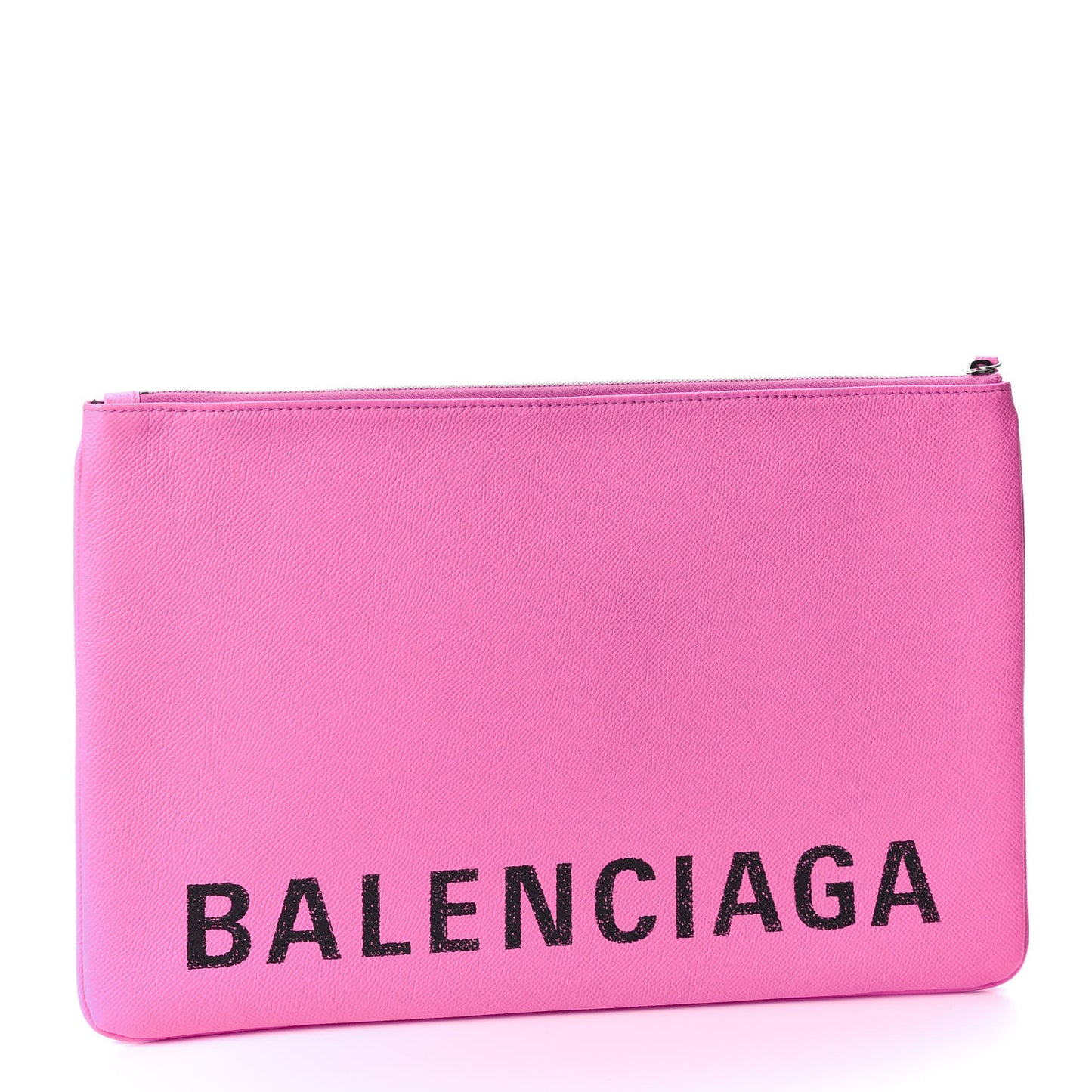 Calfskin Logo Large Zip Pouch Acid Pink