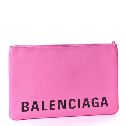 Balenciaga Calfskin Logo Large Zip Pouch Acid Pink 2 of 8