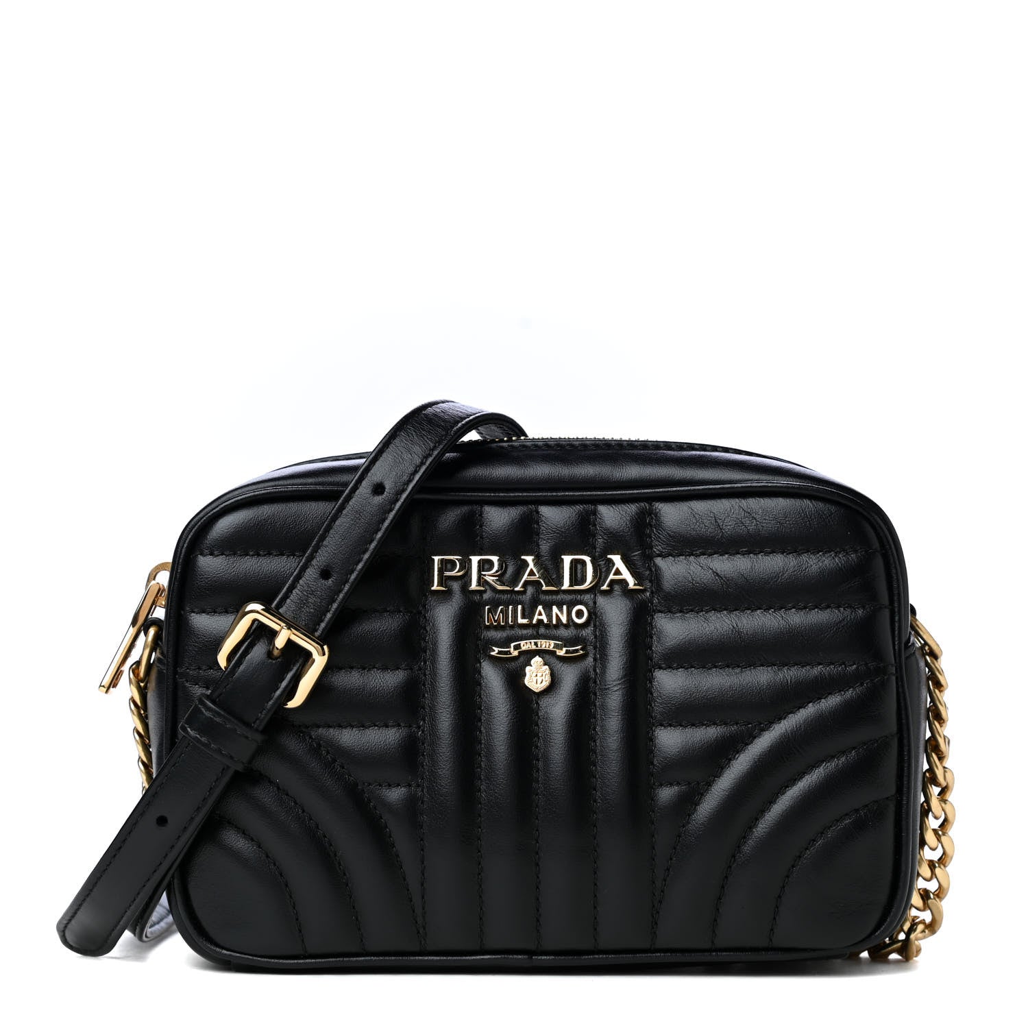 Prada Soft Calfskin Diagramme Crossbody Bag Black 1 of 4