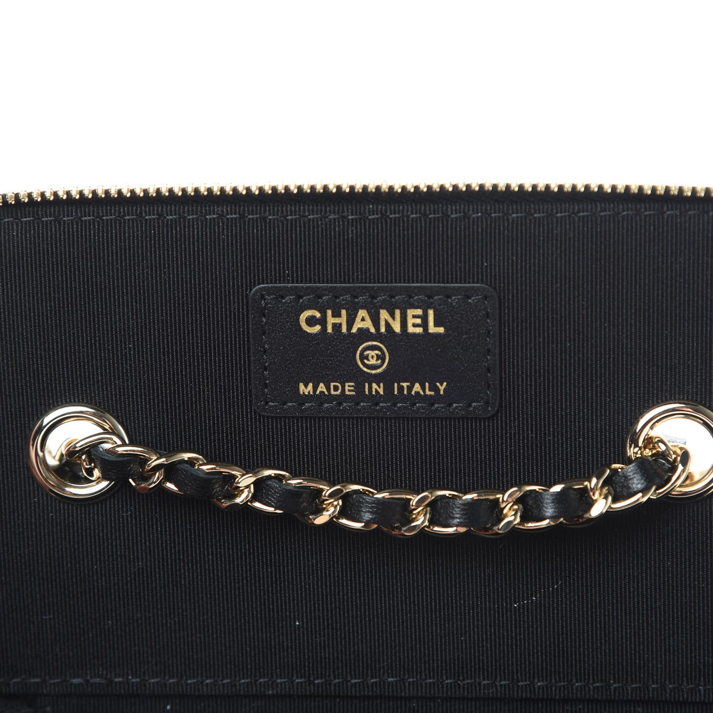 Lambskin Camellia Embossed Small Vanity Case With Chain Black