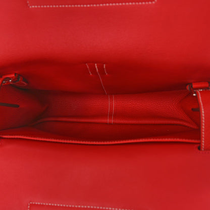 Hermes Taurillon Clemence Verso Halzan 31 GM Rouge Casaque Vermillion 5 of 8