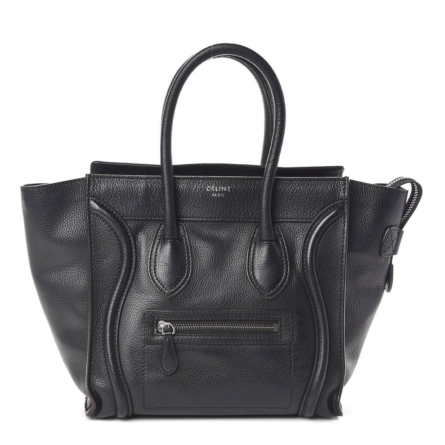 Celine Drummed Calfskin Micro Luggage Black 1 of 9