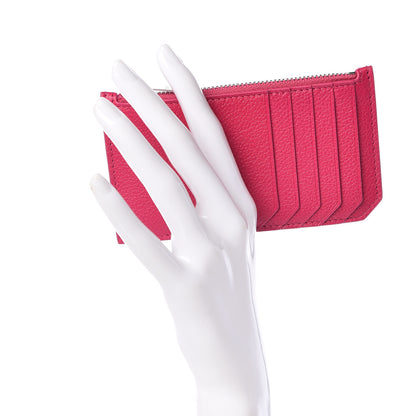 Saint Laurent Grained Calfskin 5 Fragments Zip Pouch Card Holder Bubblegum 2 of 8
