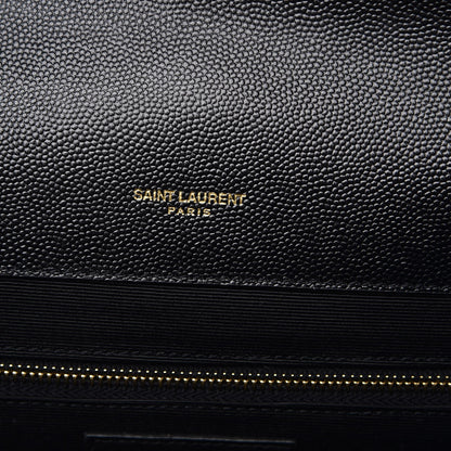 Saint Laurent Grain De Poudre Textured Mixed Matelasse Large Triquilt Monogram Satchel Black 6 of 7