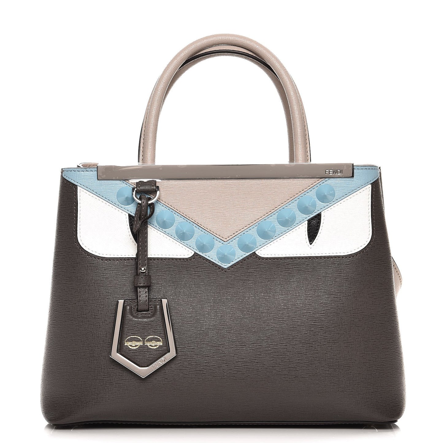Vitello Elite Monster Eyes Studded Petite 2Jours Tote Carbone White Multicolor