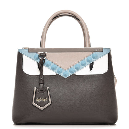 Fendi Vitello Elite Monster Eyes Studded Petite 2Jours Tote Carbone White Multicolor 1 of 8