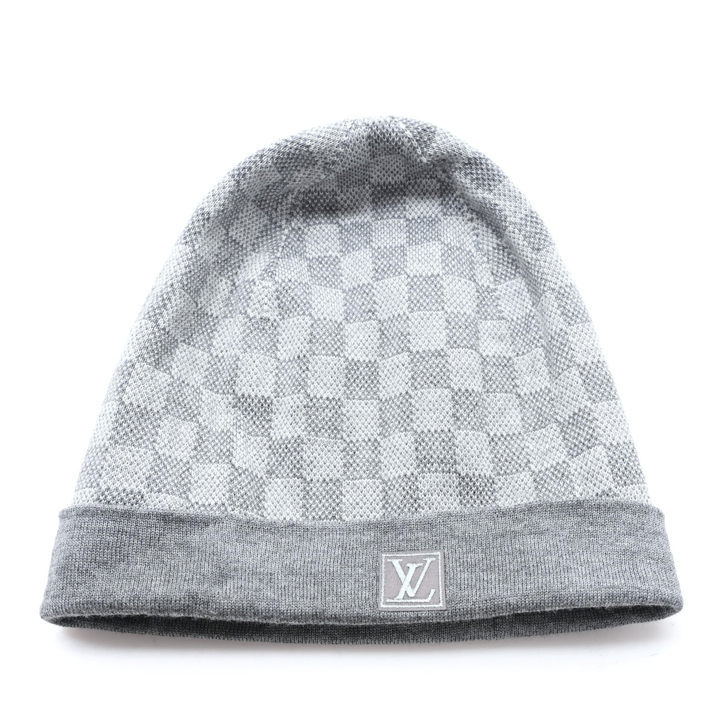 Wool Bonnet Petit Damier Beanie Hat Grey