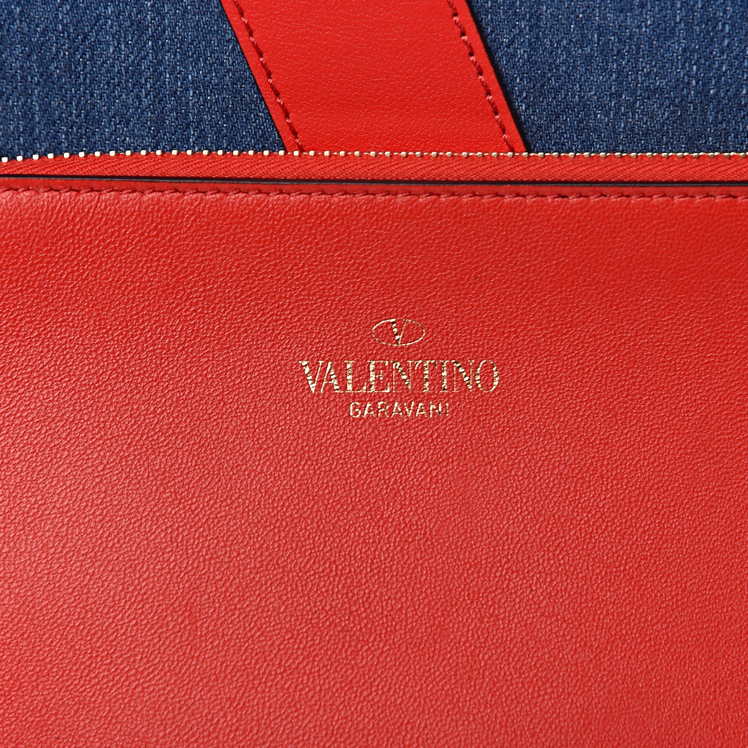 Valentino Garavani Denim Small Escape Tote Blue Red 7 of 11
