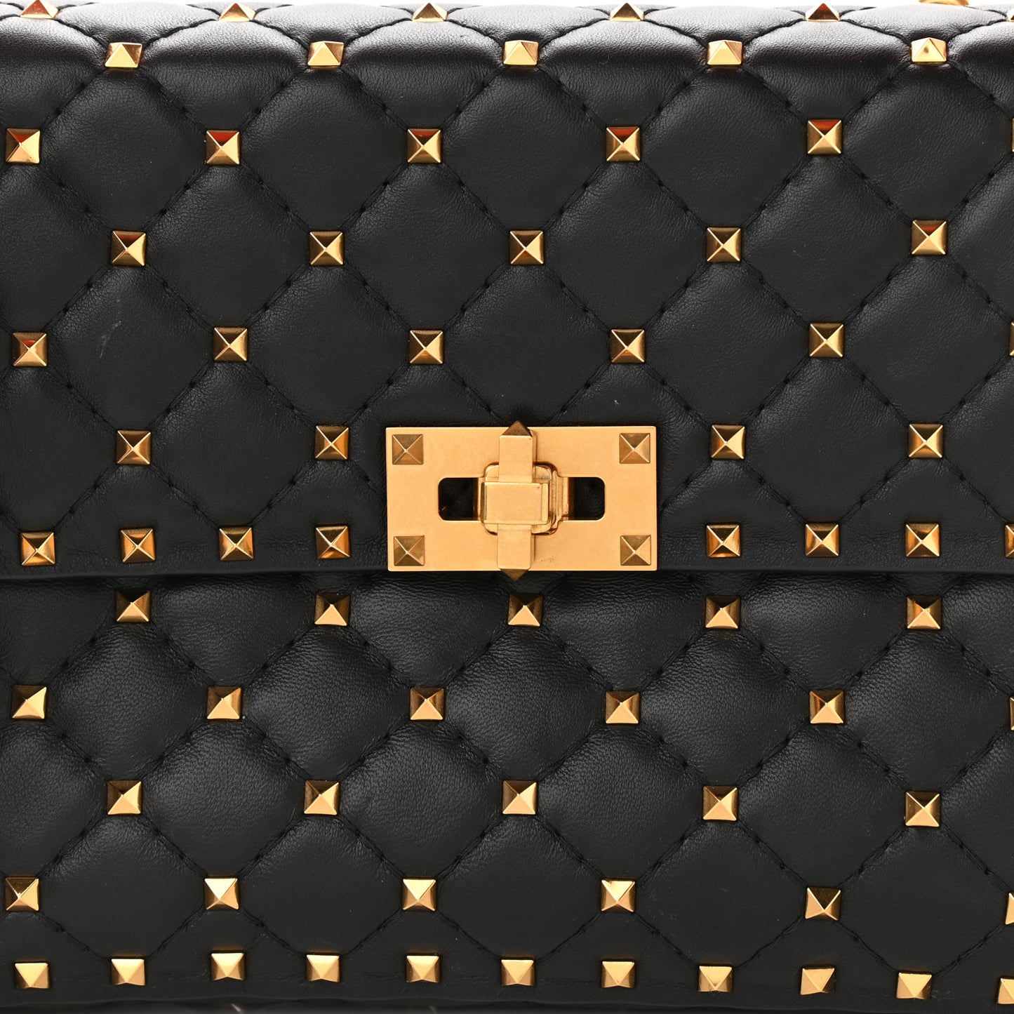 Nappa Medium Rockstud Spike Shoulder Bag Black Rouge Pur