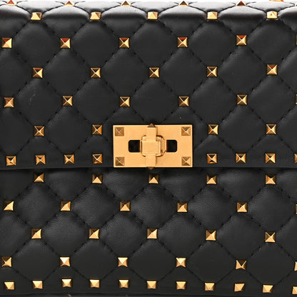 Valentino Garavani Nappa Medium Rockstud Spike Shoulder Bag Black Rouge Pur 6 of 8