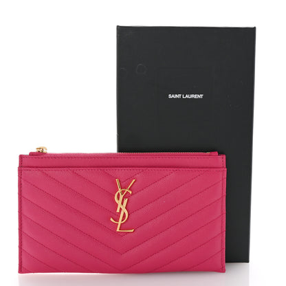Saint Laurent Grain De Poudre Chevron Monogram Bill Pouch Fresh Fuxia 8 of 8
