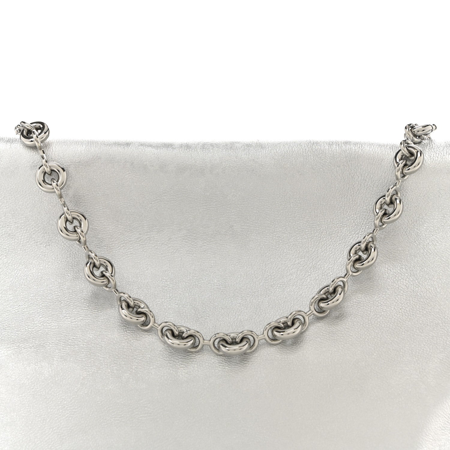 Loewe Metallic Moire Calfskin Mini Chain Flamenco Knot Silver 8 of 12