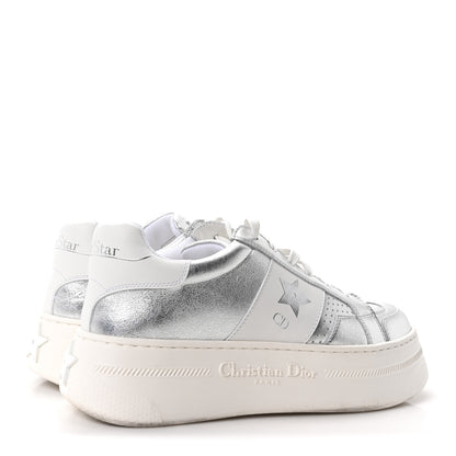 Christian Dior Metallic Calfskin Suede Dior Star Ors Platform Sneakers 39 Silver 5 of 9