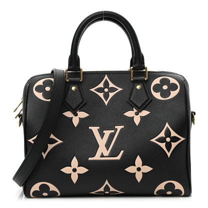 Louis Vuitton Empreinte Monogram Giant Speedy Bandouliere 25 Black Beige 1 of 9