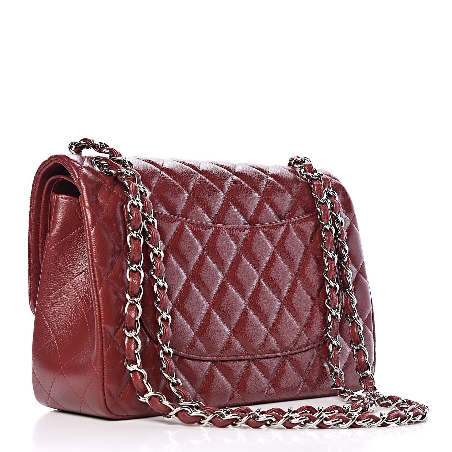 Caviar Quilted Jumbo Double Flap Dark Red