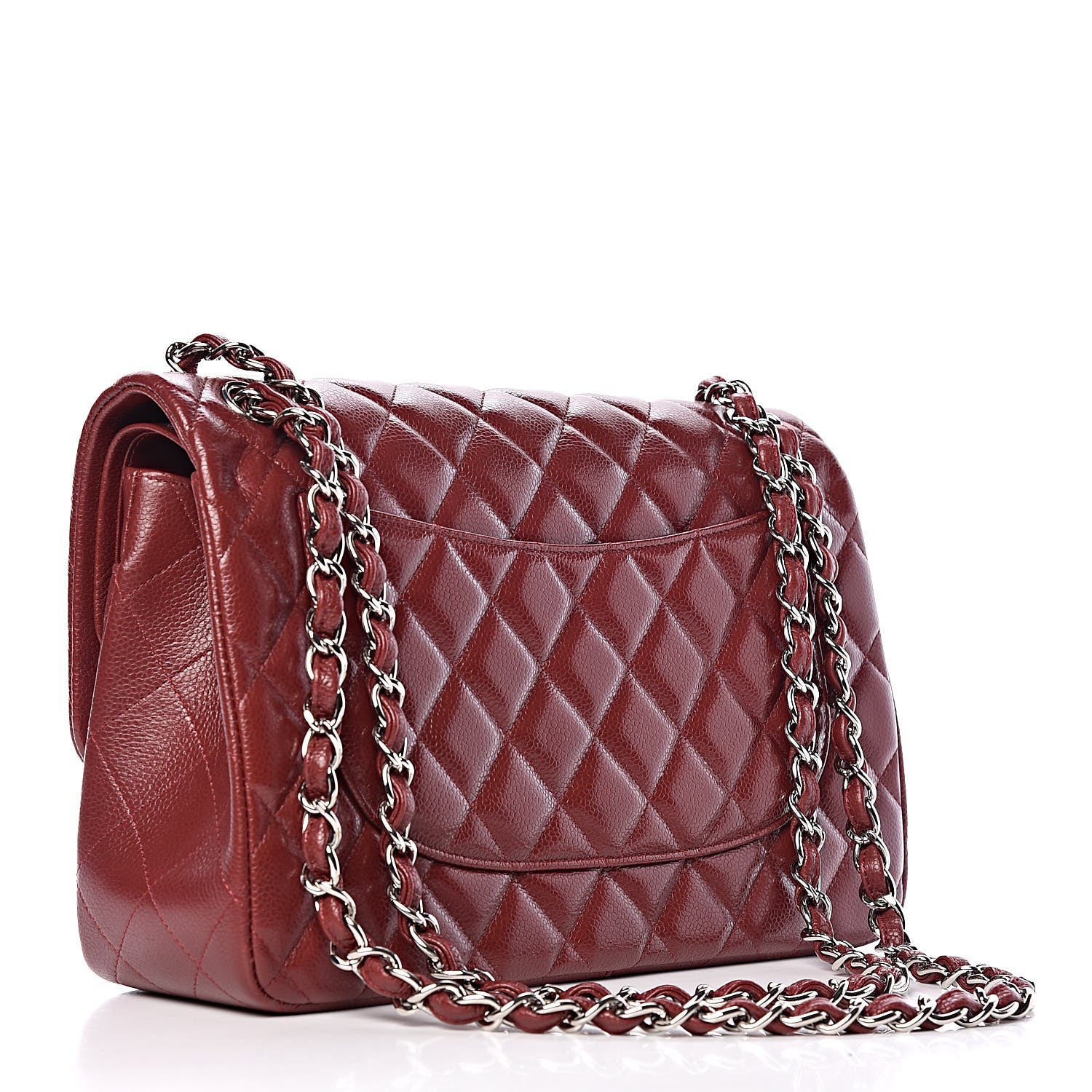 Chanel Caviar Quilted Jumbo Double Flap Dark Red 3 of 10