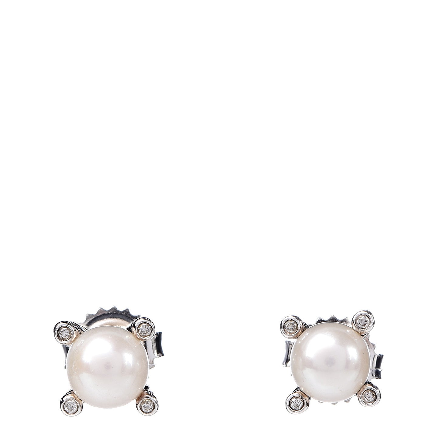 Sterling Silver Diamond Pearl 7mm Earrings