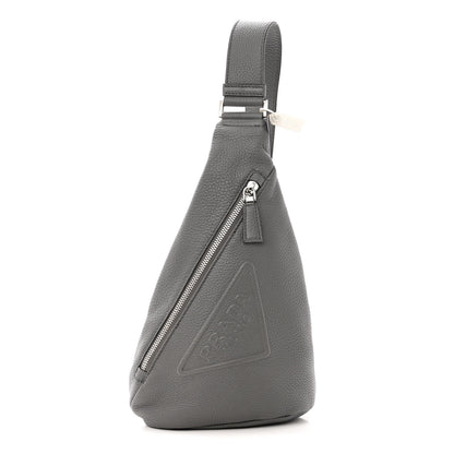 Prada Vitello Daino Logo Embossed Cross Sling Backpack Marmo 1 of 10