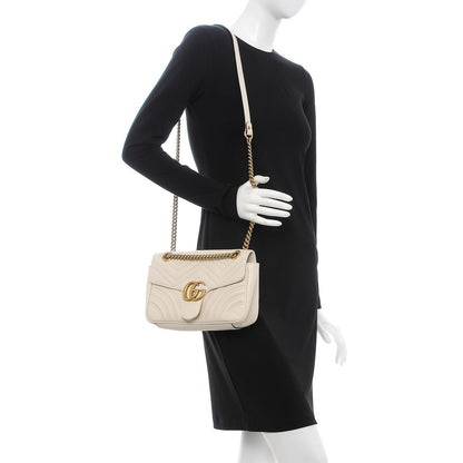 Gucci Calfskin Matelasse Small GG Marmont Shoulder Bag White 3 of 8