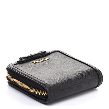 Prada Saffiano Compact Bow Zip Around Wallet Black 4 of 15