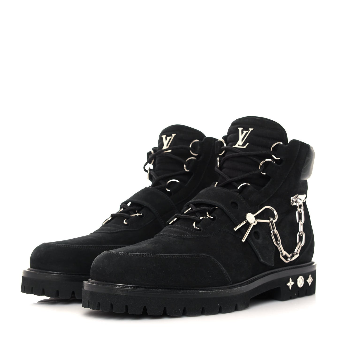 Suede Calfskin Monogram Eclipse Mens Creeper Ankle Boots 11 Black
