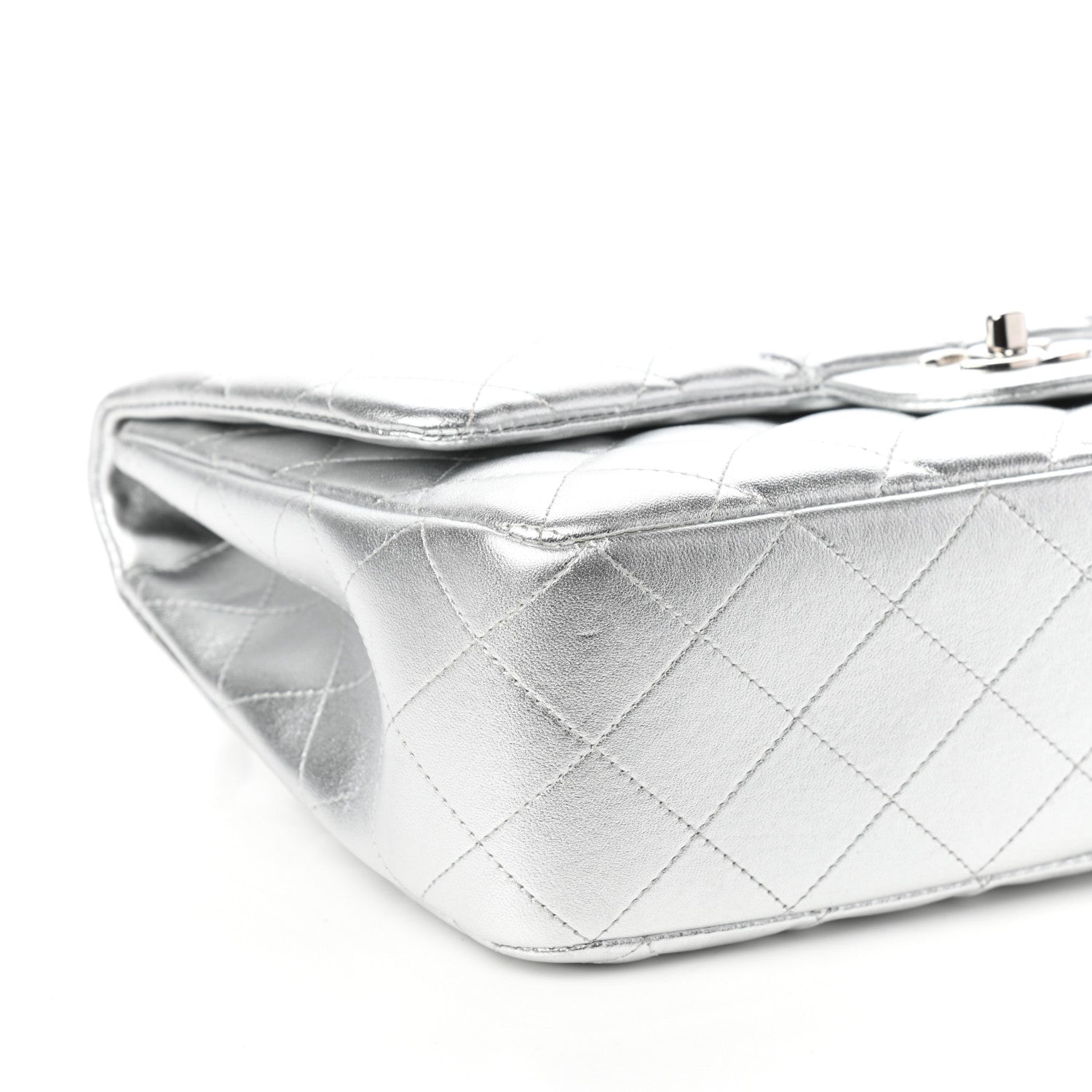Chanel Metallic Lambskin Quilted Jumbo Single Flap Silver 9 of 10