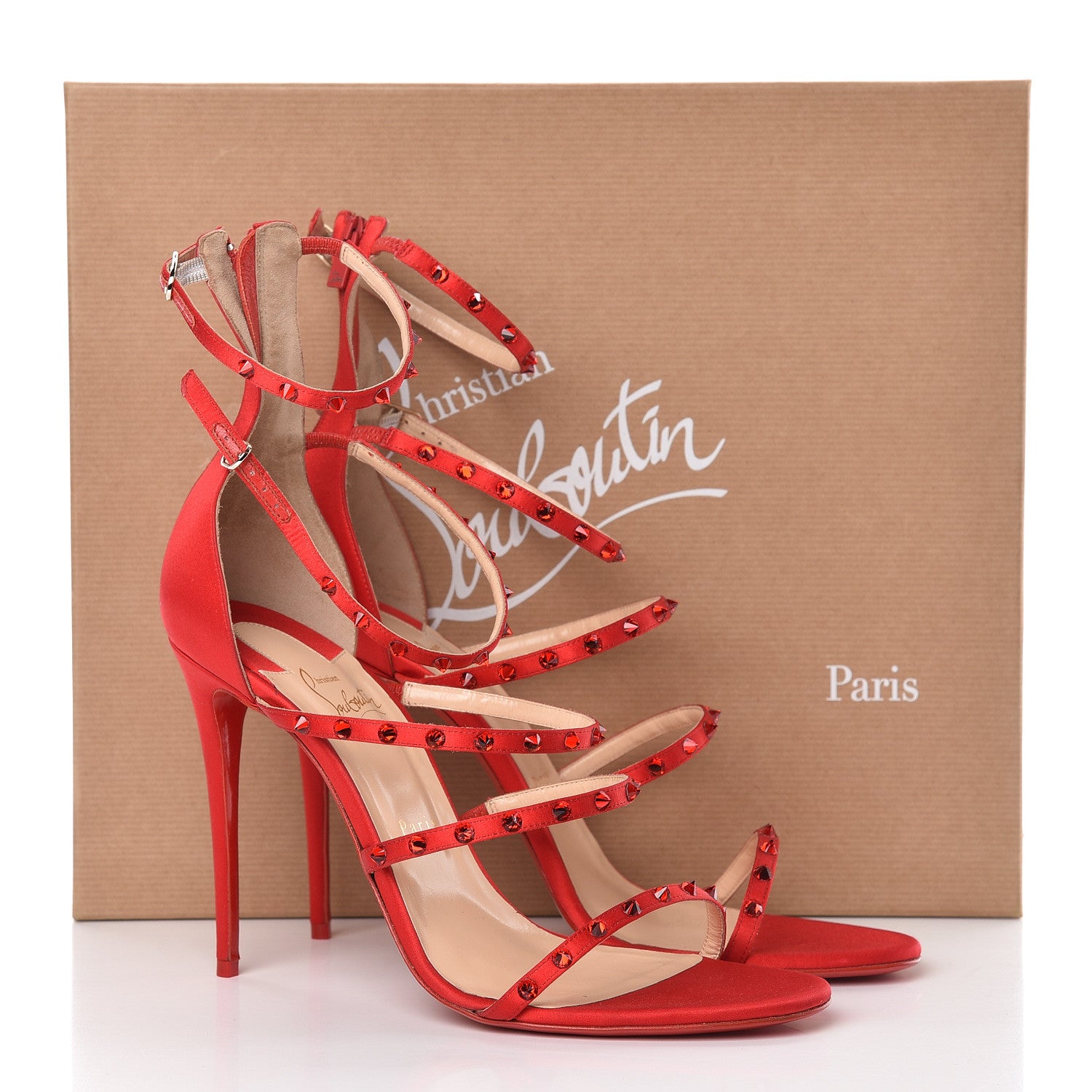 Christian Louboutin Crepe Satin Crystal Spikes Forever KST Sandal 41 Version Loubi 13 of 13