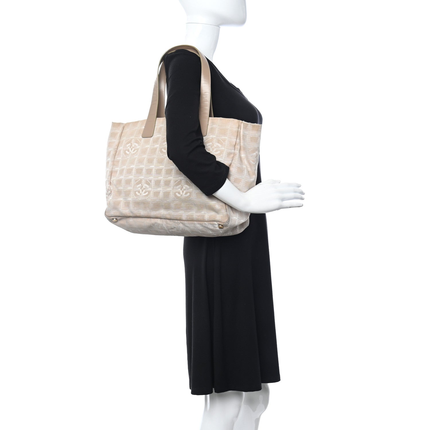 Chanel Metallic Nylon Travel Tote Beige 3 of 6