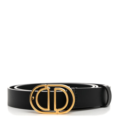 Christian Dior Calfskin 30 Montaigne Cut-Out CD Belt 80 32 Black 1 of 6