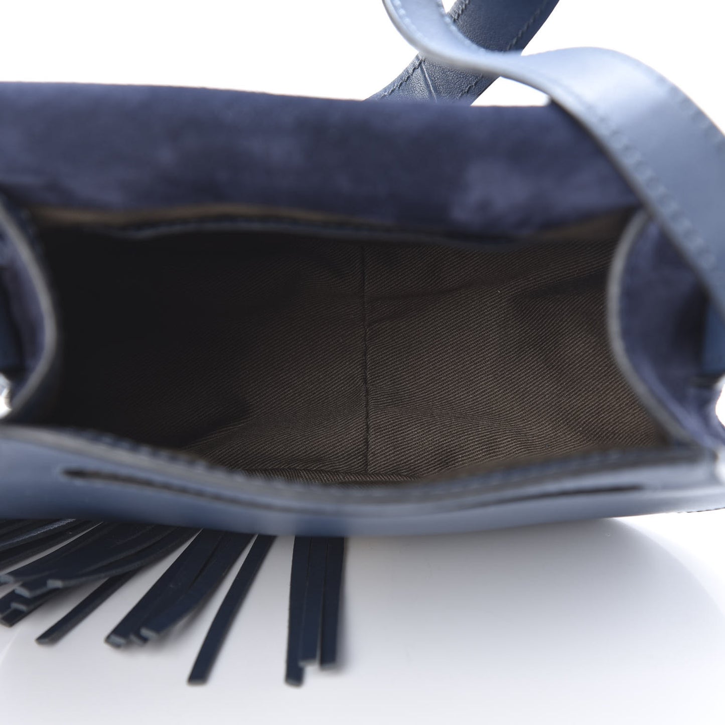 Suede Calfskin Braided Mini Marcie Round Crossbody Bag Navy