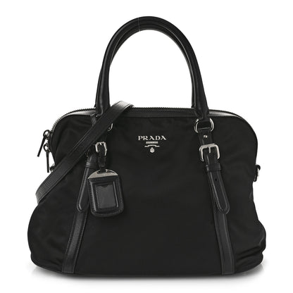 Prada Tessuto Nylon Calfskin Dome Satchel Black 1 of 8