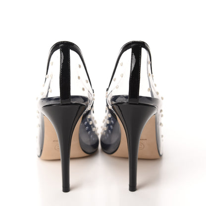 Chanel PVC Patent Calfskin Pearl Cap Toe Pumps 37 Transparent Black 5 of 9