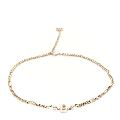 Chanel Pearl Resin Crystal CC No 5 Perfume Bottle Chain Belt Gold Pearly White 1 of 4